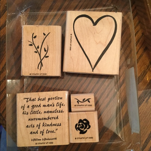 Bold Heart and Flowers rubber stamp set - Picture 1 of 4